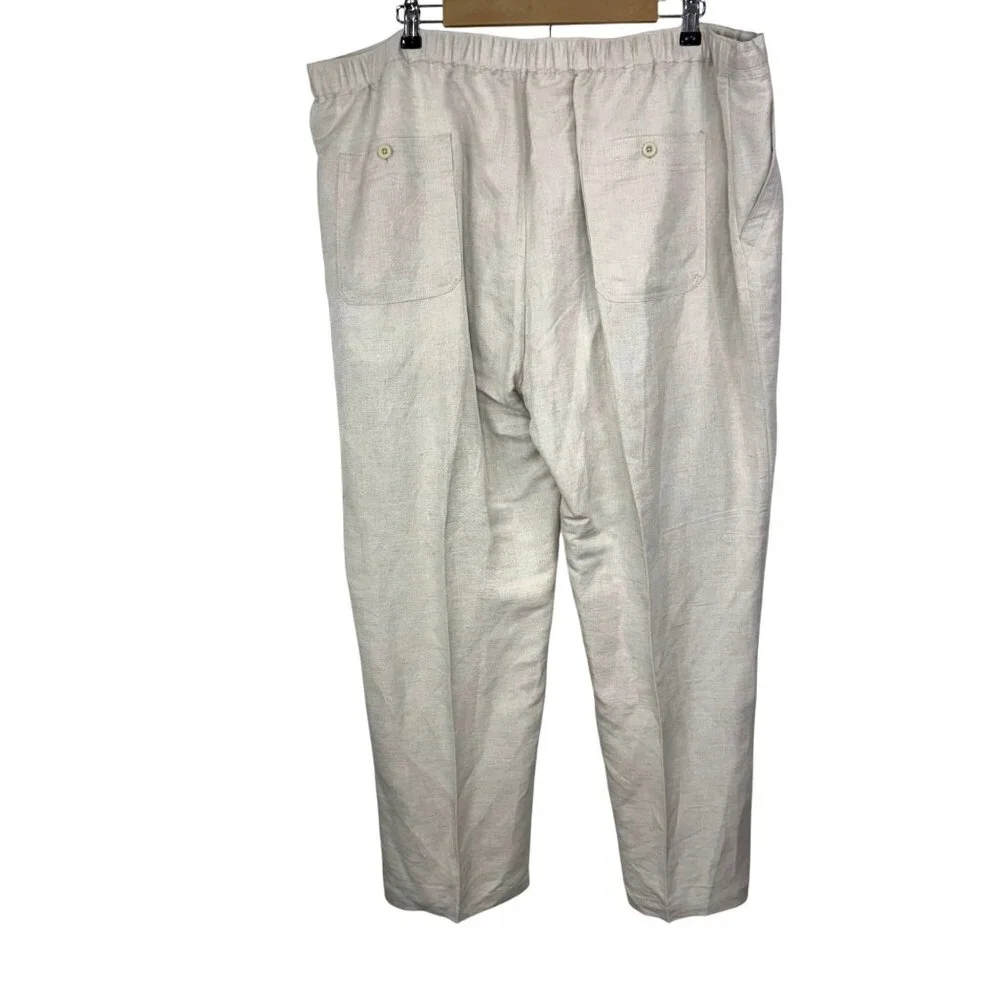 Cubavera Natural Oatmeal Linen Blend Drawstring waist Lounge Pants Men's 2XL